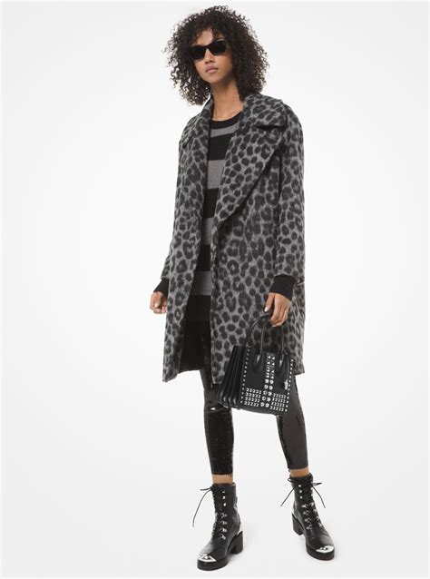 michael michael kors leopard jacquard cocoon coat|michael kors leopard tote.